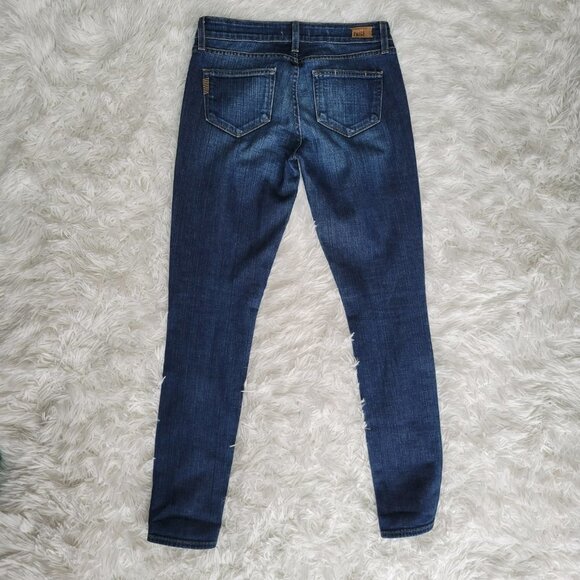 Paige Vertugo Ultra Skinny Blue Denim Distressed Jeans Made in USA - Size 26 - Picture 3 of 12